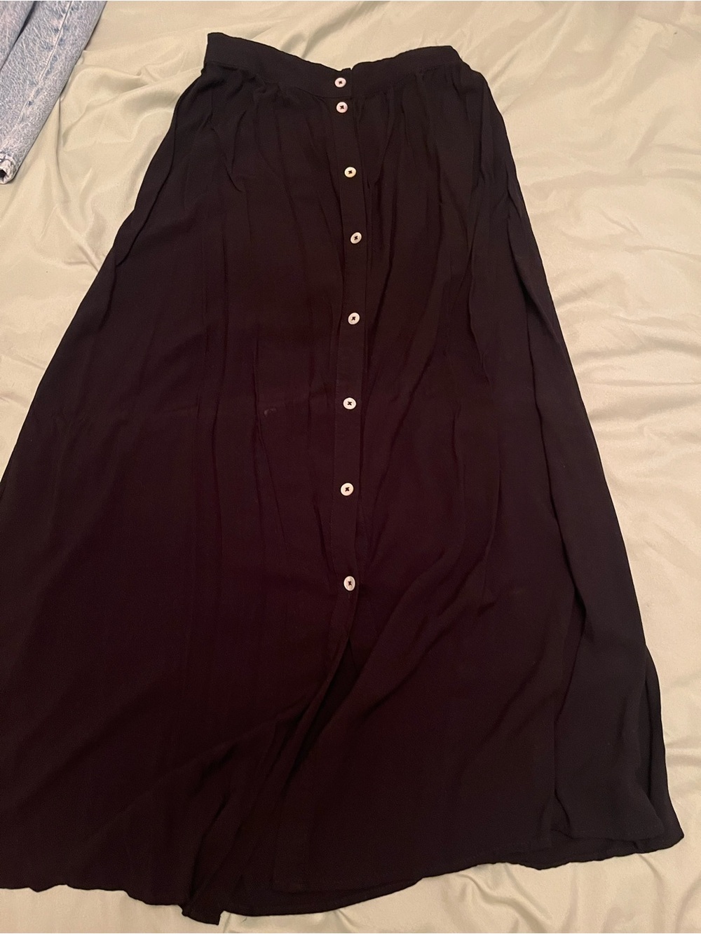 twik Black Maxi Skirt with Contrast Buttons